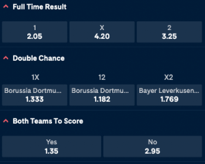 Borussia Dortmund - Bayer Leverkusen odds Bundesliga 06-08-2022 