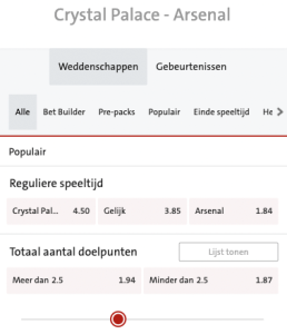 Crystal Palace - Arsenal odds 05-08-2022