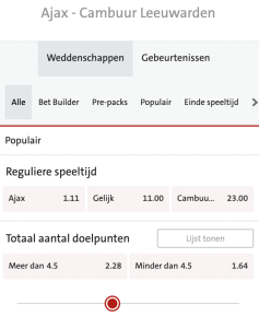 Ajax Cambuur odds 02-09-2022