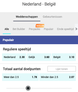 Nederland - Belgie wedden betcity odds 25-09-2022
