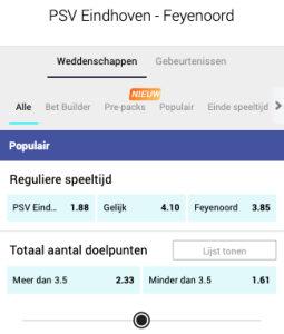 Wedden op PSV - Feyenoord Eredivisie 18-09-2022