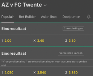 Odds AZ - FC Twente - Bet365 