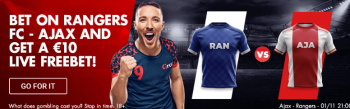 10 euro freebet bij Rangers - Ajax