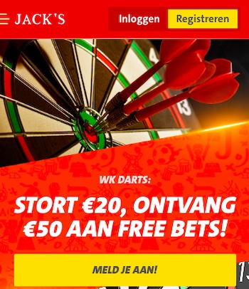 Darts Freebet bij Jack's Casino