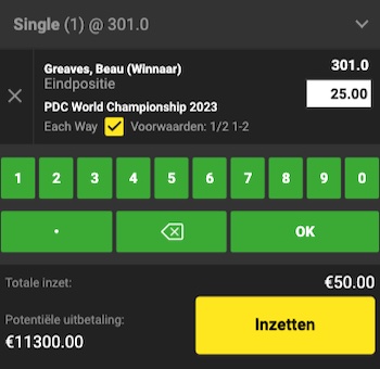 Unibet Beau Greaves Odds