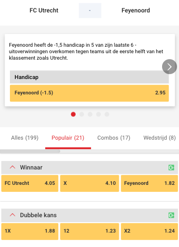 Wedtop + odds FC Utrecht - Feyenoord
