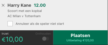 Wedtip AC Milaan - Tottenham Hotspur Bet365